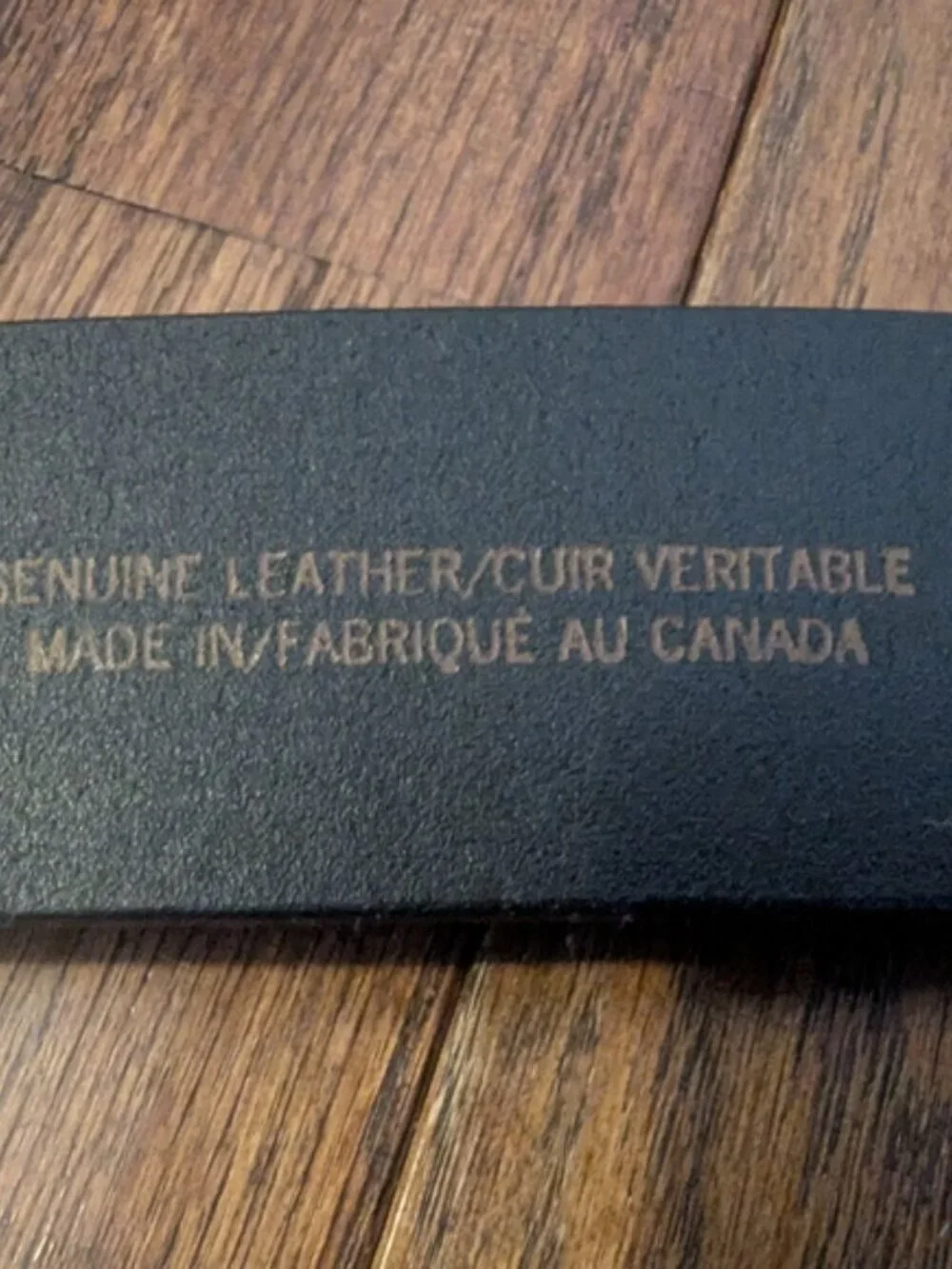 Black leather belt With Nickel Buckle Made In Canada Size 38 New!